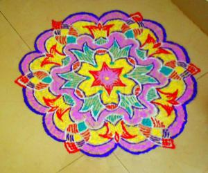 Dotted design rangoli