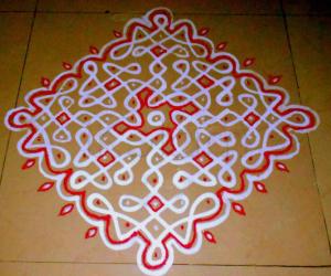 chikku kolam No.3, on 13-1 dotted series 