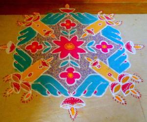 rangoli with lamps