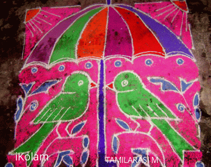 Rangoli: A couple of parrots