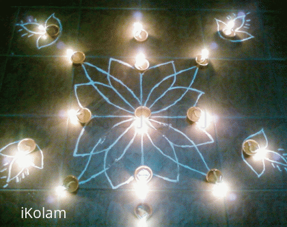 Rangoli: Rangoli with lamps