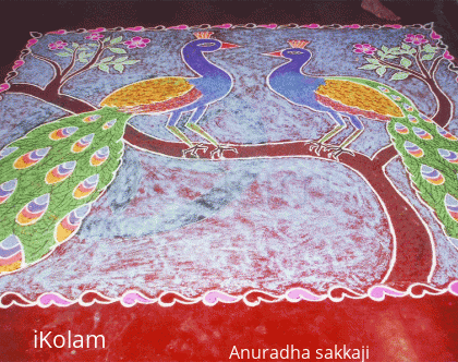 Rangoli: Peacock Rangoli- What do you think one peacok said to the other ?