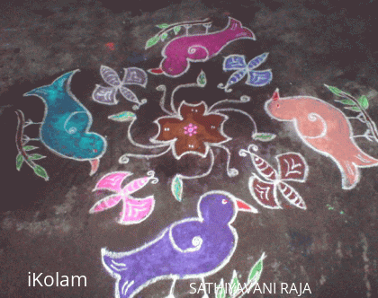 Rangoli: Birds and butterflies