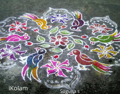 Rangoli: Parrots Kolam