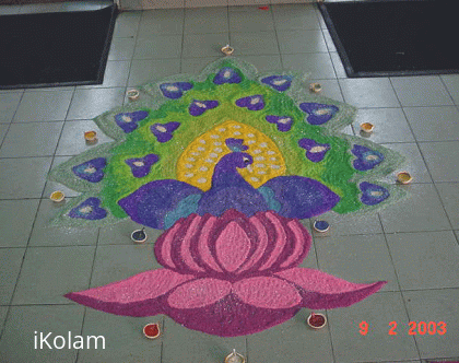 Rangoli: Peacock in Lotus