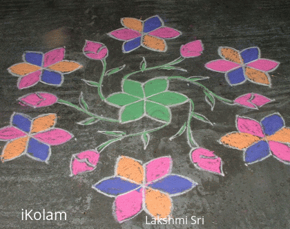 Rangoli: Pink blossoms