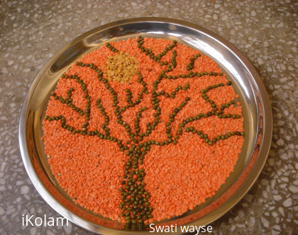 Rangoli: Rangoli using pulses - Tree