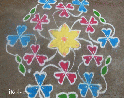 Rangoli: Red & blue hearts