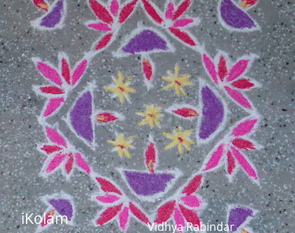 Rangoli: Flowers and lamps