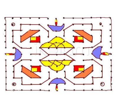 Rangoli:  laddu kolam --- 13 - 13 dots kolam