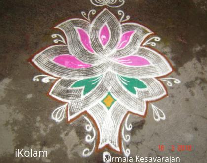 Rangoli: Lotus kolam.