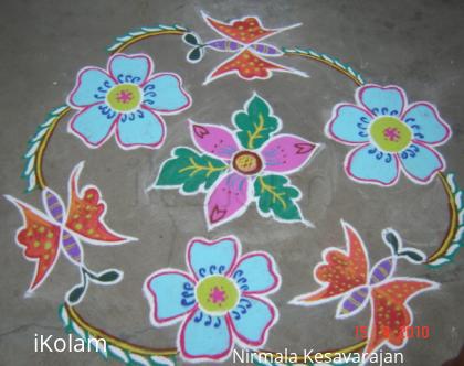 Rangoli: Butterfiy,flower kolam.