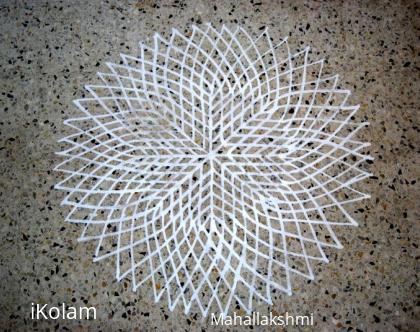 Rangoli: free hand lotus 3