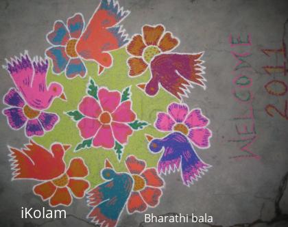 Rangoli: Birds and flowers