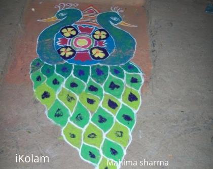 Rangoli: peacock rangoli