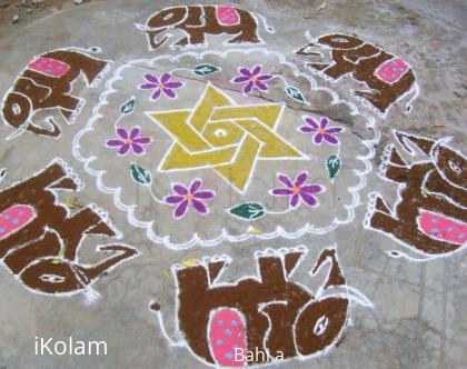 Rangoli: Elephant design - Margazhi kolam