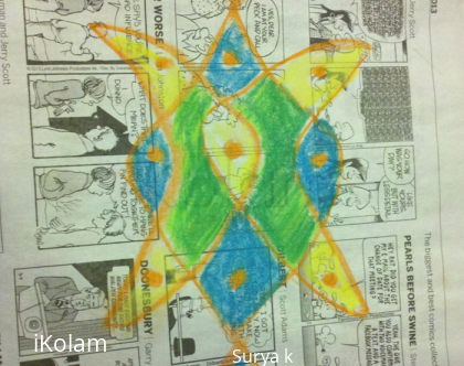 Rangoli: Chikku kolam on newspaper