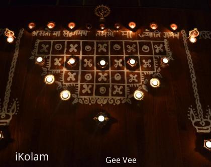 Rangoli: Maa Kolam with deepams to decorate it 