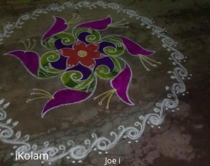 Rangoli: Parrots in tulips 