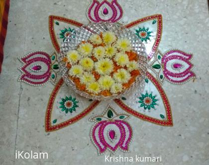 Rangoli: Kundan and floral rangoli