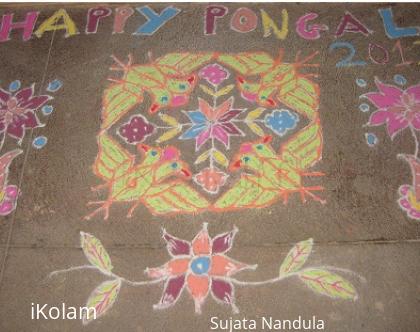 Rangoli: Birds and flowers