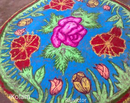 Rangoli: rose and buds