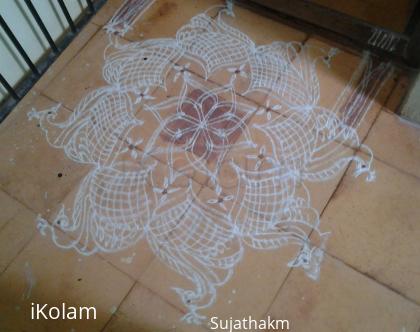 Rangoli: free hand peacock kolam