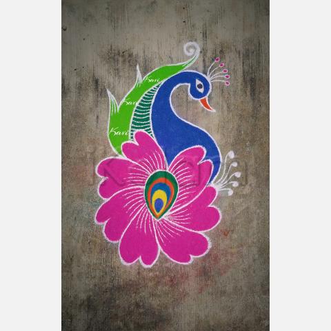 peacock rangoli for diwali | Rangoli designs diwali, Peacock rangoli,  Beautiful rangoli designs