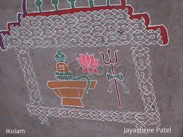 Rangoli: Shiva Temple with Shiva Lingu and Lotus