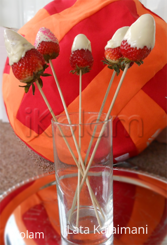 Something On a Stick Day! - Strawberries dipped in white chocolate