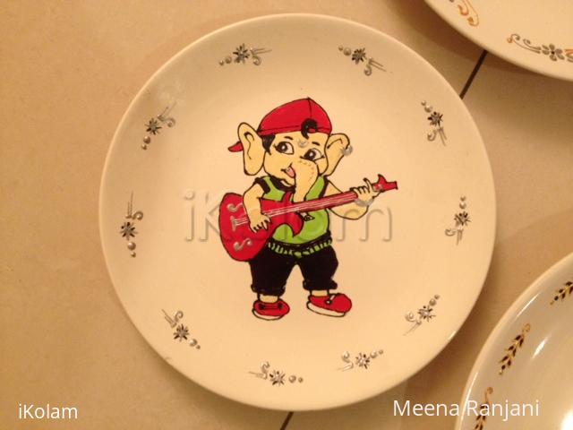 Painted plates for an charity event - Ireland 2012 - Guitar ganesh hand painted plate