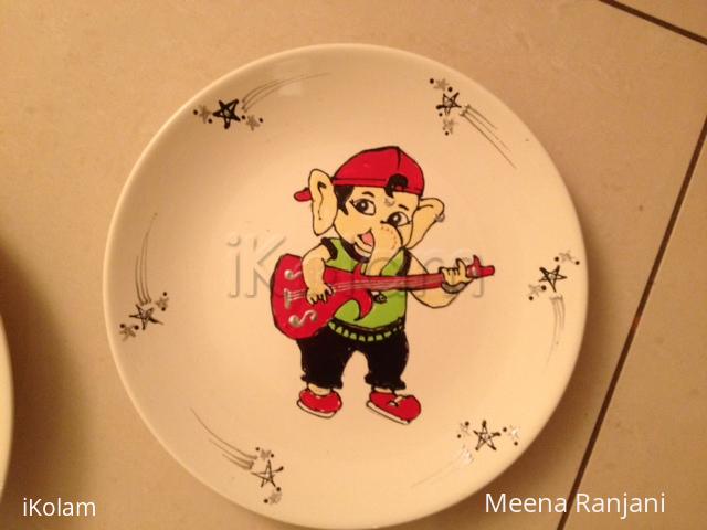 Painted plates for an charity event - Ireland 2012 - Guitar Ganesha hand painted plate