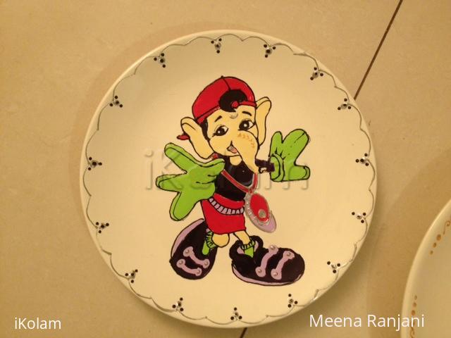 Painted plates for an charity event - Ireland 2012 - Sporty Ganesha hand painted plate