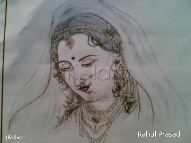 Radha - Sketched the image of Radha using ball pen, so no scope of erasing, zoom for minute details.