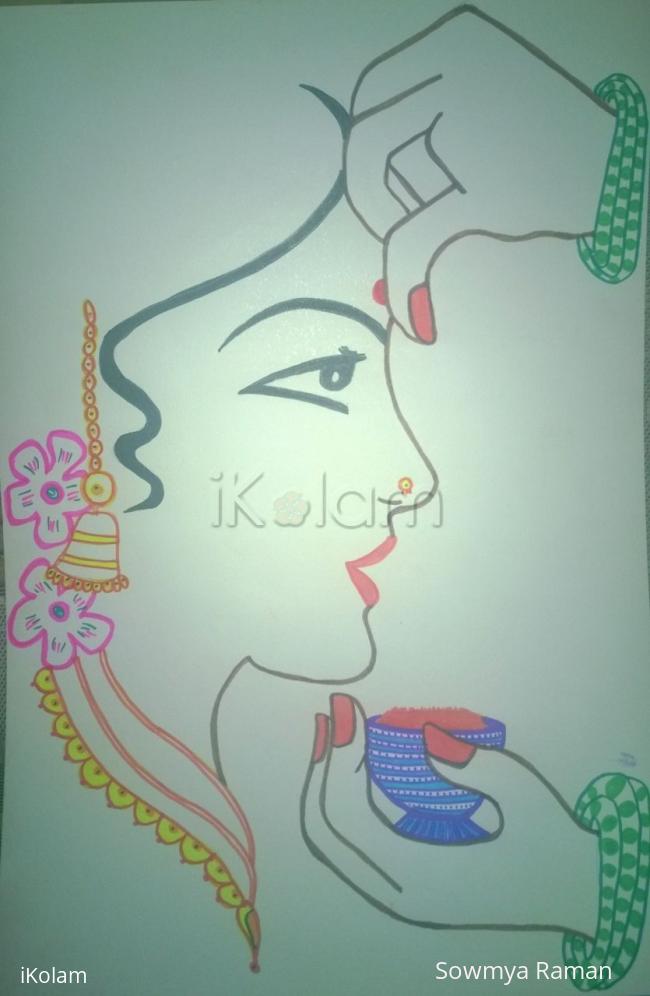 A lady sketch - Used Sketch pens on Chart Paper