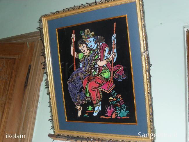 lord venkateshwara, lakshmi devi, tiles paintings, lord krishna - lord kirshna with radha