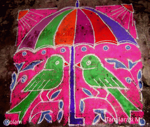 Rangoli: A couple of parrots