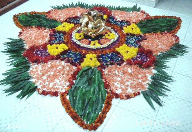 Rangoli: Flowers - Ganesha