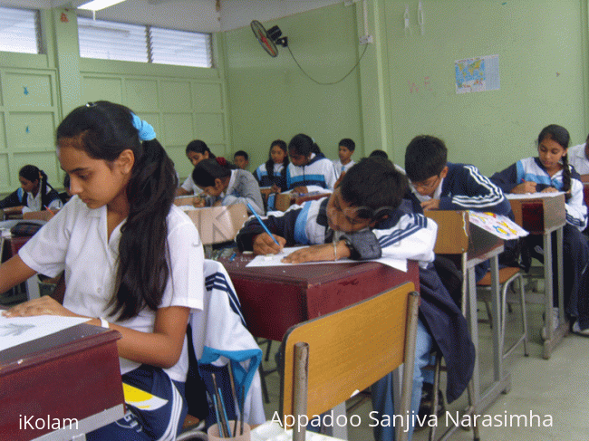 Rangoli: Students learning to make rangoli