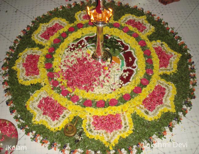 Rangoli: Durga Pooja - Rangoli using flowers