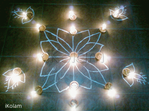 Rangoli: Rangoli with lamps