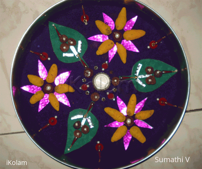 Rangoli: Rangoli with beetle leaves and turmeric