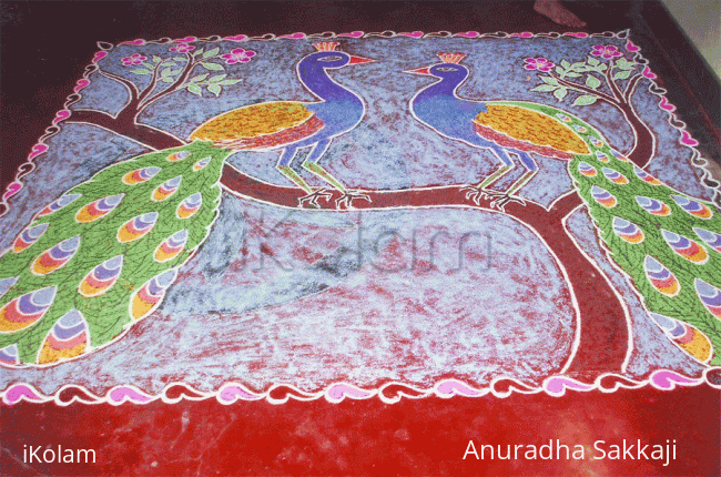 Rangoli: Peacock Rangoli- What do you think one peacok said to the other ?