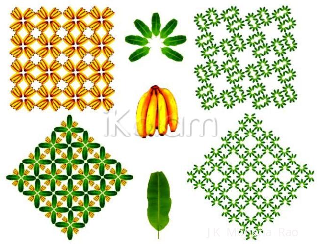 Rangoli: Banana - fruits and leaves 