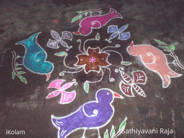 Rangoli: Birds and butterflies