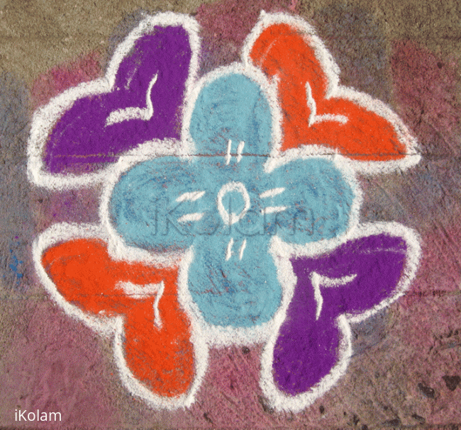 Rangoli: Blue flower