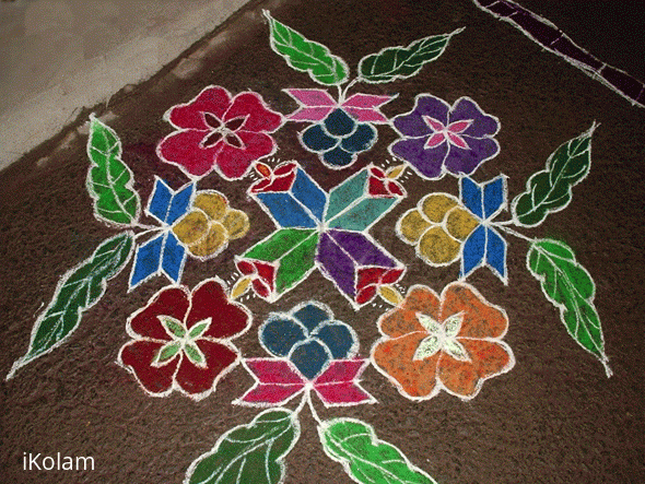 Rangoli: Candles and flowers