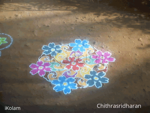 Rangoli: Flowers with peacock