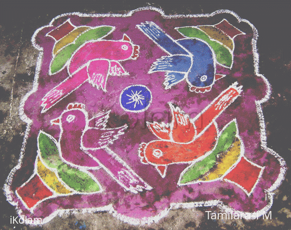 Rangoli: Crested birds