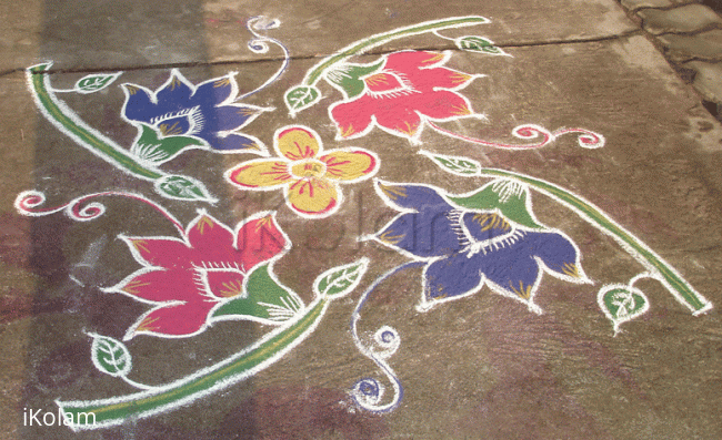 Rangoli: Flowers on stalks